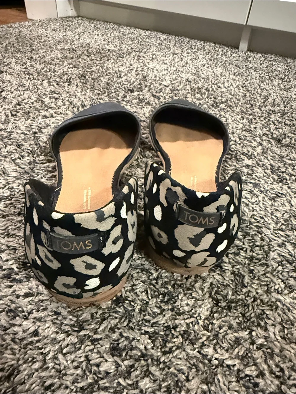 TOMS Women’s 8.5 Black Leopard D’Orsay Flats Slip On Shoes